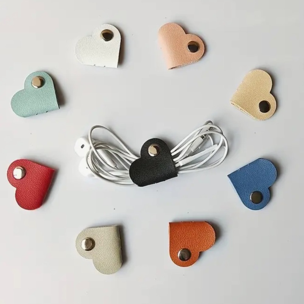 Leather Heart-Shaped Cable Organizers - Picture 4 of 5
